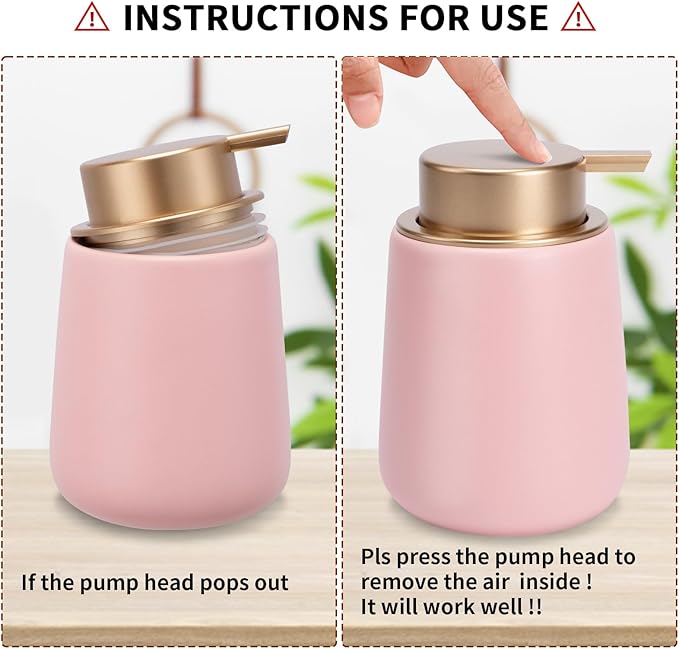 Soap Foaming Dispenser Ceramic with Easy-to-Press Pump Hand Foam Dispenser for Shampoo Bathroom Kitchen 12 oz