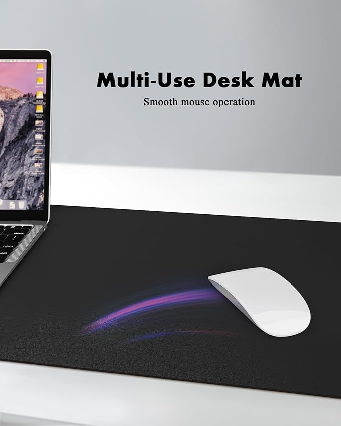 YSAGi Double-Sided Desk Pad, 31.5"x15.7"Leather Desk Mat, Eco Cork Desk Pad Protector,Large Mouse Pad,Waterproof Desk Blotter for Office/Home(Black)