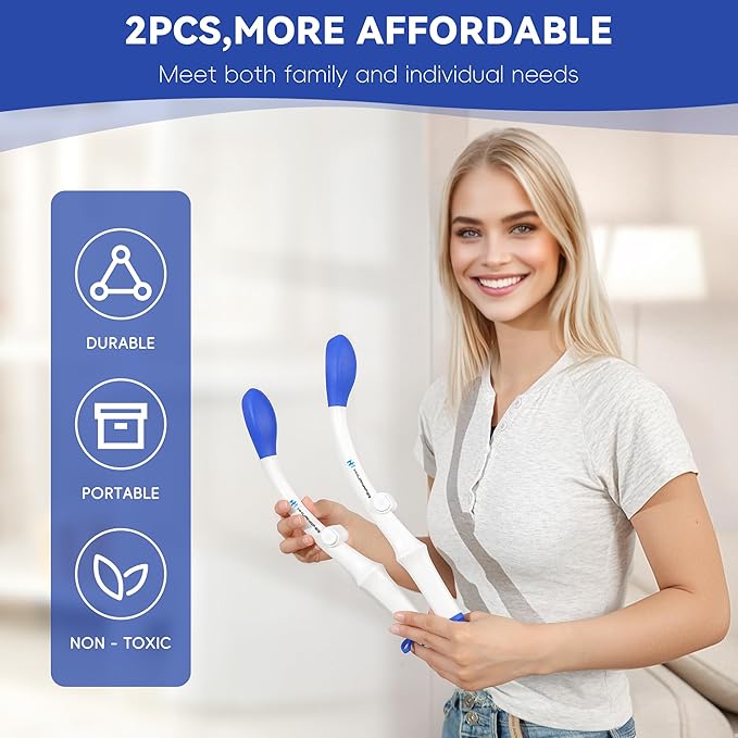 Foldable Toilet Aid（2Pack）, Long Comfort Wipe Wand Bottom Buddy Toilet Self Tissue Aids for Toileting, Self Help Wipe Butt for Fat People Limited Mobility,Elderly, Pregnancy