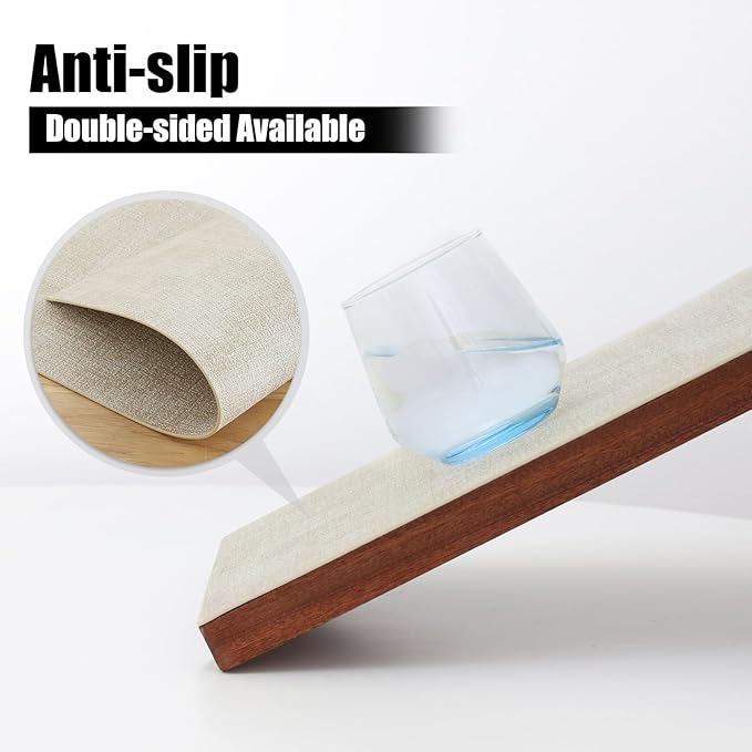 Homaxy Faux Leather Heat Resistant Placemats for Dining Table Set of 8, Waterproof Wipeable Washable PU Table Mats, Easy to Clean Anti-Slip Place Mats, 11.8" x 17", Beige