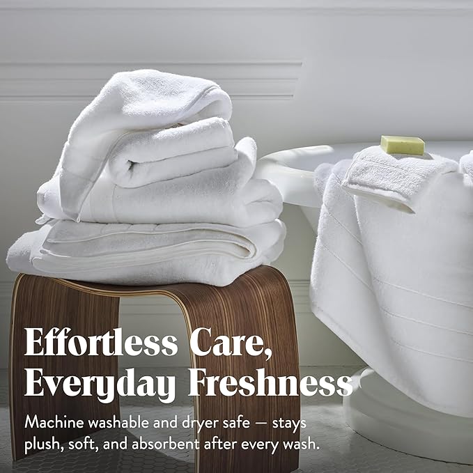Brooklinen Super-Plush Turkish Cotton Bath Towel Set - Includes 4 Bath Towels Cotton, 820 GSM, Highly Absorbent, Machine Washable, Perfect for Home & Bathroom (White)
