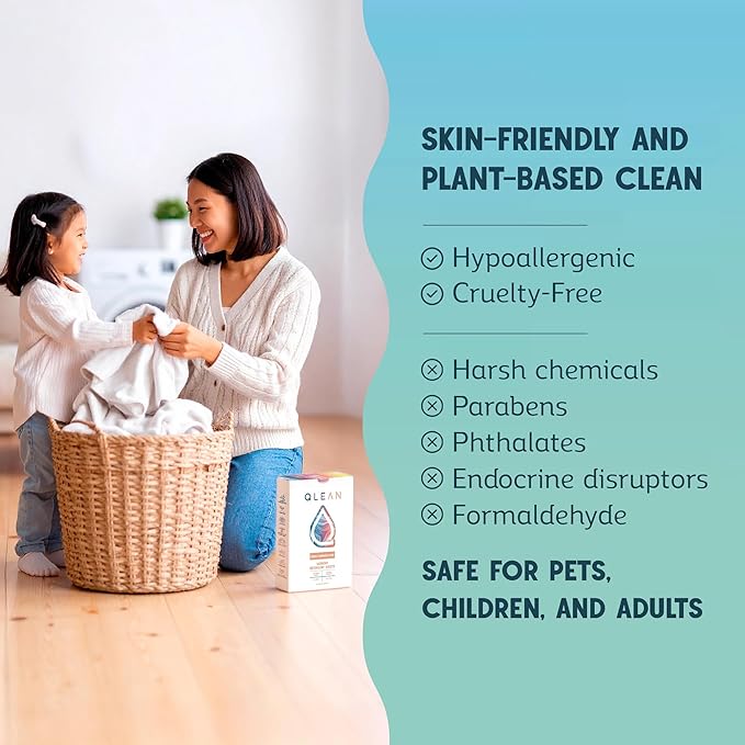 QLEAN Laundry Detergent Sheets – Travel-Friendly, HE & Standard Washer Safe, Liquidless Laundry Soaps, Quick-Dissolving Formula, Skin-Friendly (120 Loads, Sweet Summer Love)