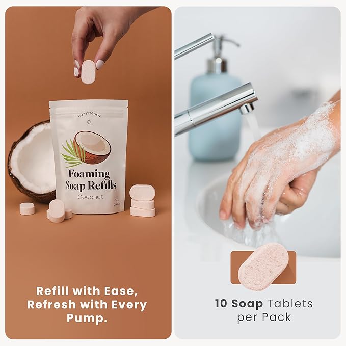 Foaming Hand Soap Tablets – Rich, Moisturizing Hand Soap Refills, Works with Dispensers, Variety Pack, 10 Count, 4 Pack