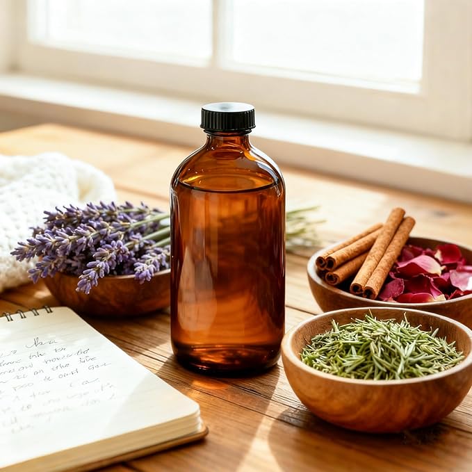 15 Pack 16 oz Amber Glass Boston Round Bottles with Phenolic Polycone Caps – Airtight, Leak-Proof Brown Bottles for Kombucha Brewing, Storing Condiments, Essential Oils, and Homemade Solutions