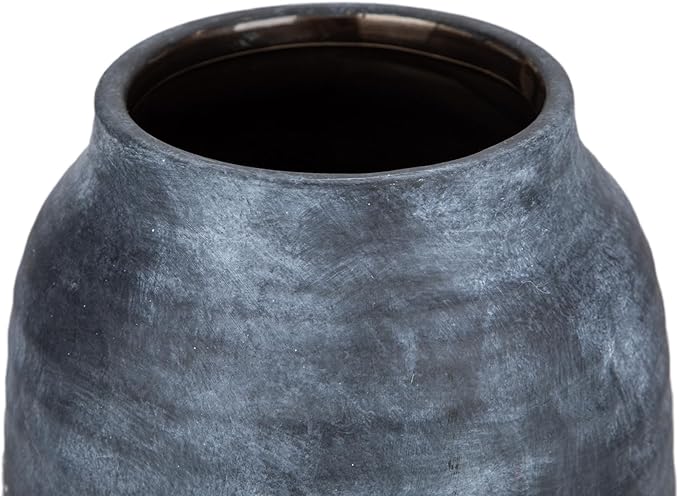 Briful Rustic Ceramic Vase 7” Tall – Handcrafted Vintage Pottery Flower Vase with Distressed White-Wash Finish – Farmhouse Decorative Accent for Table, Shelf, Mantel (Not Watertight)