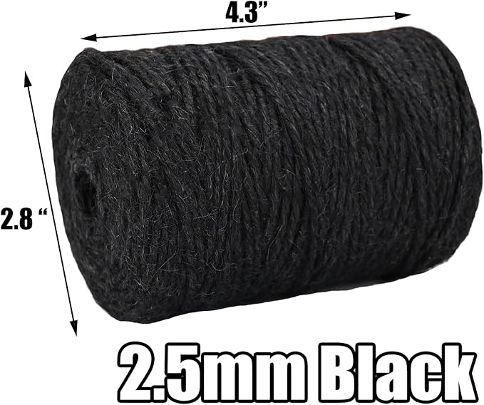 Leecogo Black 2.5mm Jute Twine 328 Feet Heavy Duty Garden Twine String for Gardening Plant Crafts and Decorative Projects