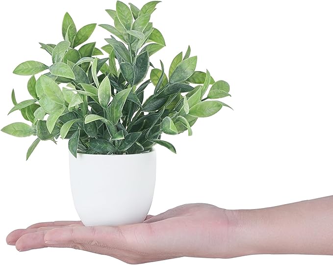 Mkono 4 Packs Fake Plants Mini Artificial Greenery Potted Plants Faux Eucalyptus for Christmas Home Decor Indoor Office Table Shelf Room Bathroom Farmhouse Decor