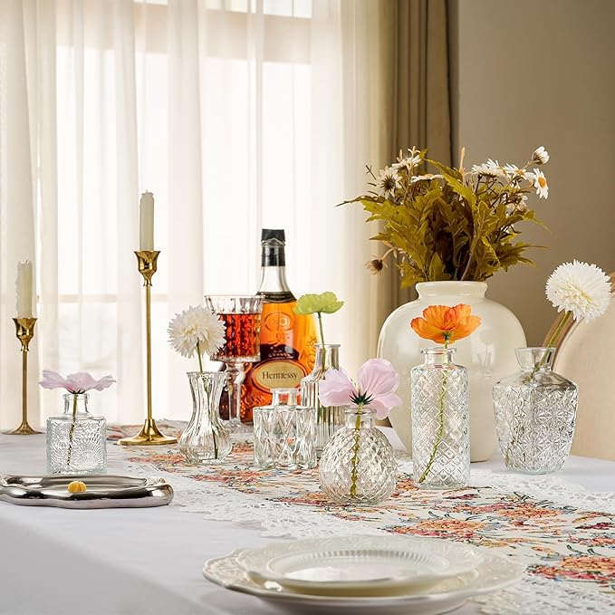 Glass Bud Vase Set of 76 Pcs Small Minimalist Vases for Flowers, Vintage Rustic Home Decor for Table Centerpiece Wedding Party, Modern Clear Aromatherapy Bottle for Living Room Bedroom