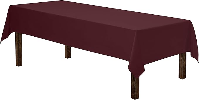 Gee Di Moda Rectangle Tablecloth - 60 x 102 Inch Burgundy Table Cloth for 6 Foot Rectangle Table - Heavy Duty Washable Fabric - for 6 Ft Buffet Table, Holiday Party, Dinner, Wedding & Baby Shower