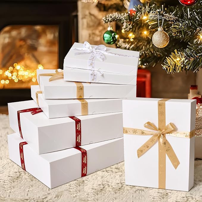 YANGTE 12 Pack White Gift Boxes with Lids for Presents, Large Gift Boxes for Clothes, Robe, Shirt - Assorted Sizes, Deep Robe Box for Christmas, Birthday and More