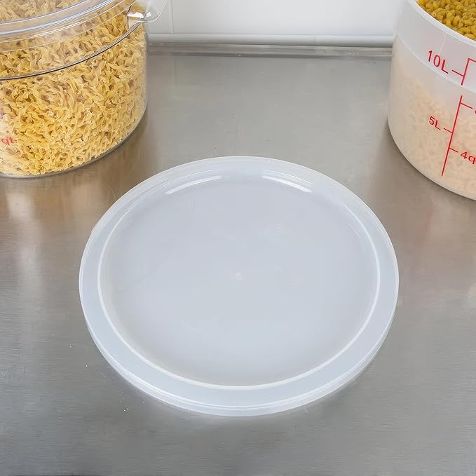 22 Qt Commercial Food Storage Container with Lid Set - Clear Round Polycarbonate with Red Graduations, NSF Listed, BPA-Free for Restaurant Kitchen Organization (6)