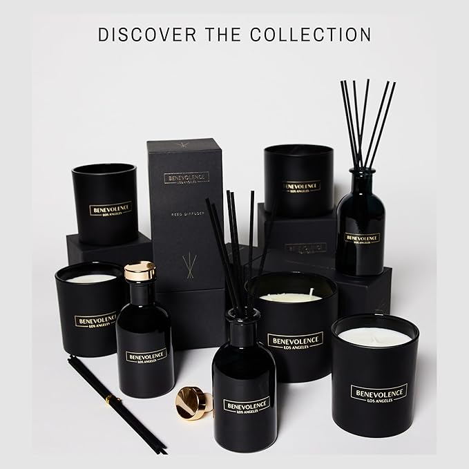 Benevolence LA Bergamot & Jasmine Christmas Scented Candles | Soy Candles, Black Candle for Home | Holiday Candle Gifts for Women and Men | Home Fragrance | Aromatherapy | 8oz, 45 Hour Burn