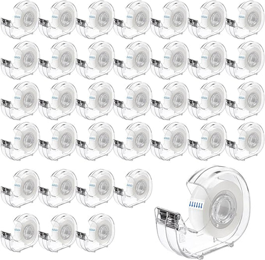 36 Pcs Transparent Tape with Dispenser, 0.7 in x 1000 in Clear Tapes and Refillable Dispensers, Office Tape Rolls with Dispenser Bulk for Craft Jobs, Gift Wrapping, Repairing, Home and School
