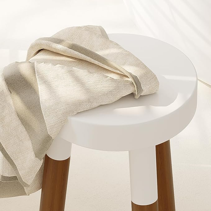 12" Reverse Dipped Wood Plant Stand, Wood Accent Stool,Side Table Set Bath Stool (20"+24" Tall)