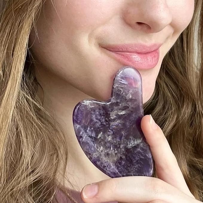 ROSELYNBOUTIQUE Gua Sha Facial Tools & Face Roller Original Face Massager for Puffiness Wrinkless Skin Care Routine - Self Care Gift for Men Women (Amethyst)