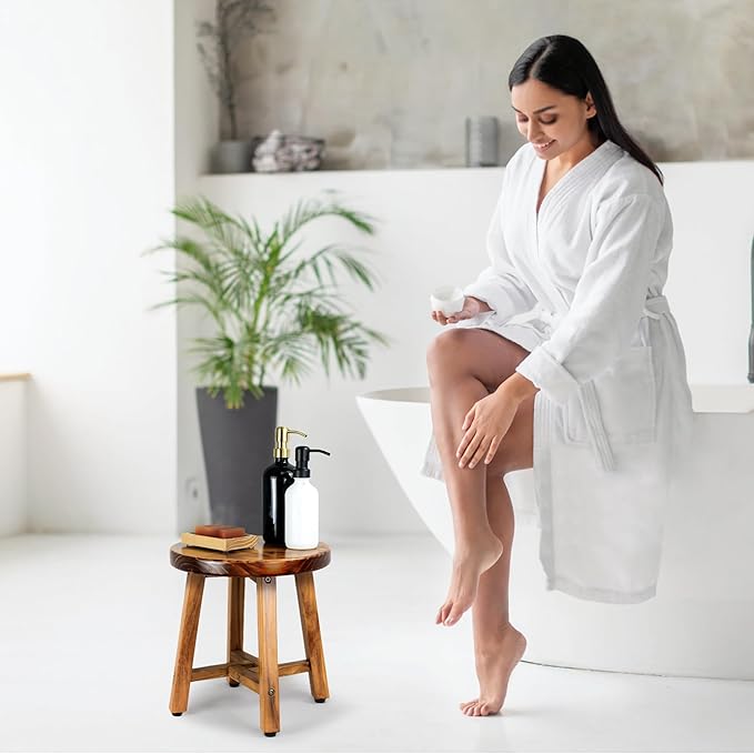 ENKEZI Shower Foot Rest 12 in - Shower Stool for Shaving Legs, Small Corner Bathroom Bench Suitable for Small Shower Spaces - Bath Seat, Spa Foot Rest Shaving Stool