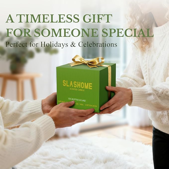 Sage & Eucalyptus Candle, Large 3 Wick 12oz Soy Candle for Home Scented, Luxury Elegant Jar Candle Gift for Women & Men, Long-Lasting Non-Toxic Burn 60+ Hours, Home Decor