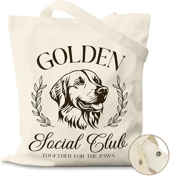 Dog Social Club Canvas Tote Bag, Travel & Daily Use, 16x14 Inch