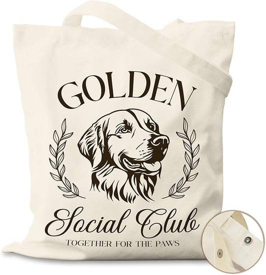 Dog Social Club Canvas Tote Bag, Travel & Daily Use, 16x14 Inch