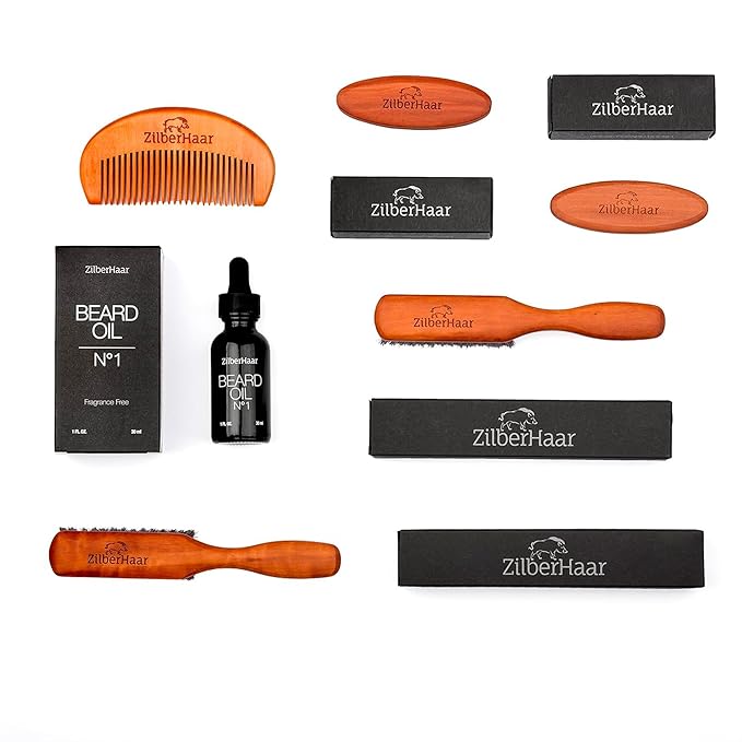 ZilberHaar Regular Beard Brush - Soft Boar Bristles - Beard grooming brush for men - Straightens and Promotes beard growth - Works with Beard Oils and Balms - Essential for beard care kits