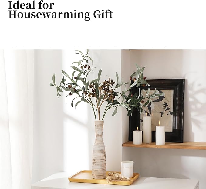 ALMA 13" Tall White Ceramic Vase for Table Centerpiece,Small Flower Vase for Roses,Thin Bowl Vase for Home Decor Living Room, Boho Bathroom,Beachy Room,Coatsal Bedroom,Modern Office Decor