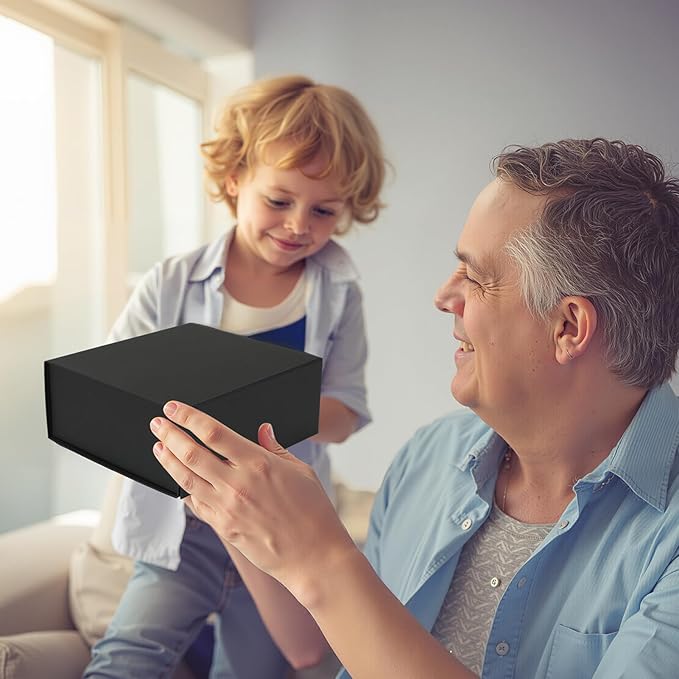 Ditwis 4 Pack 7.8x7x3.1 Inches Gift Boxes with Magnetic Closure Lids, Black Magnetic Box for Wedding, Groomsmen Bridesmaid Proposal, Birthdays, Mother's Day