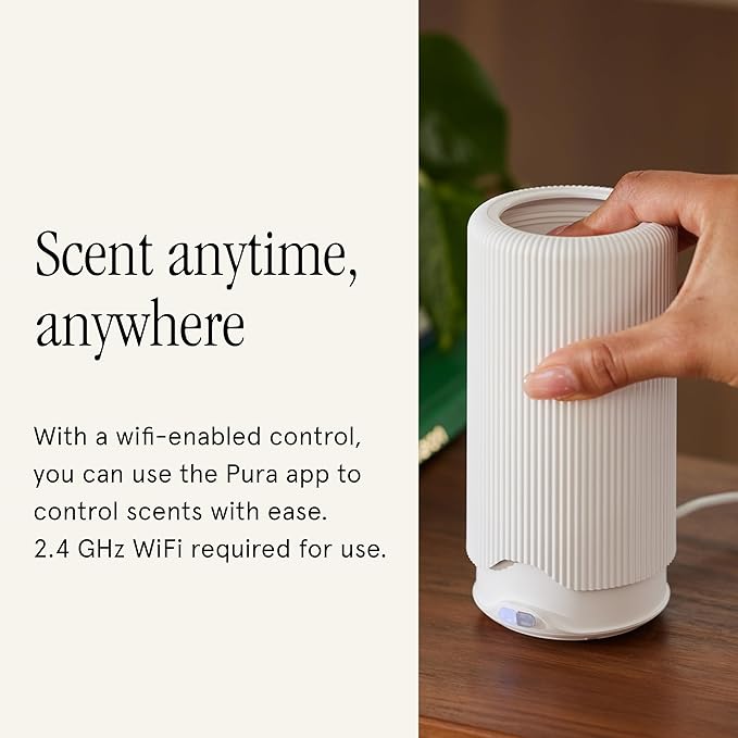 Pura Plus Smart Home Fragrance Diffuser for Large Spaces - Adjust Scent Intensity, Set Schedules & Timers, and More in Pura App - Fragrances Sold Separately - White