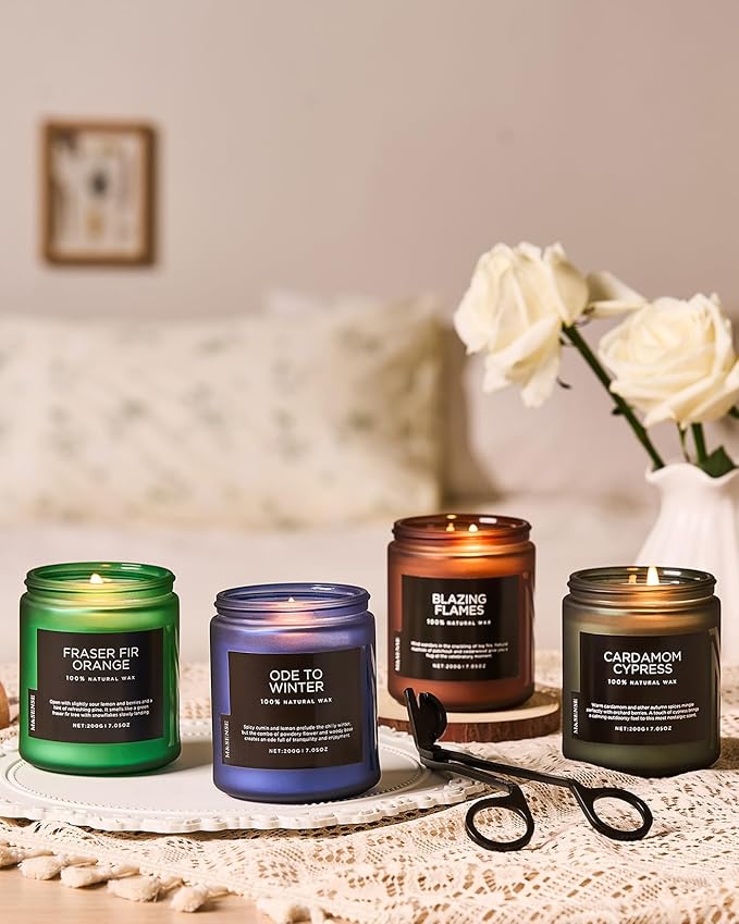 M&SENSE Ode to Winter Scented Candle for Home Natural Soy Wax Non Toxic Cotton Wick Winter Scent, 7.05oz Up to 50 Hours Burn Time Gifts for Christmas Holiday