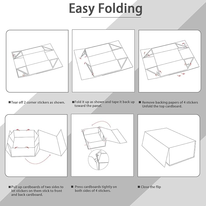 8x8x4 Inches Gift Box with Magnetic Closure Lid, Black Magnetic Box for Wedding, Groomsmen Bridesmaid Proposal, Birthdays, Mother's Day, 1 Pack