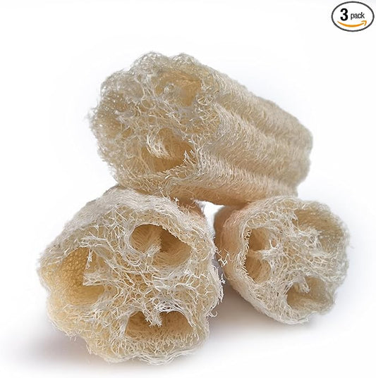 Large Size Natural Loofah Sponge, 3-Pack Loofah Sponges, Natural Body Scrubber for Men and Women, Non Toxic Loofa for Dishwashing