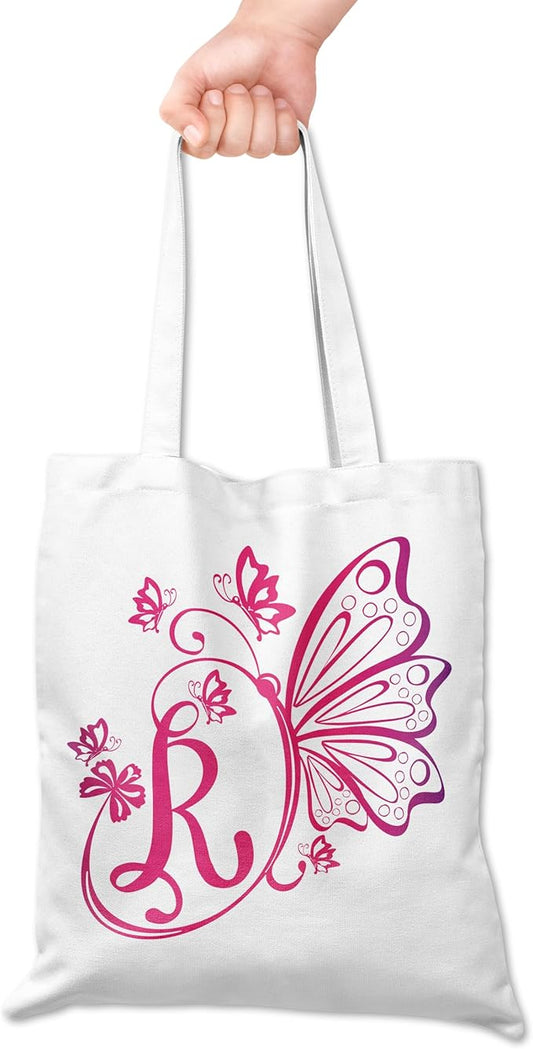Grace Yonks Butterfly Monogram Canvas Tote Bags with The Letter