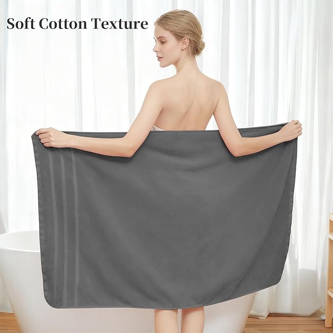 Cotton Bath Towel – Large 30x60 Inches, Soft, Thick & Absorbent Towel for Bathroom, Spa, or Home Use (Gray, 4 Pack – 30"x60")