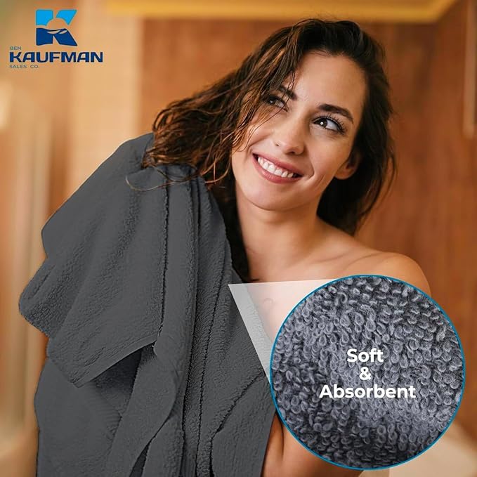 Kaufman - Personalized Terry Beach and Pool Towel 100% Cotton 30in X 54in Solid Color Bath Towel Embroidered (Steel)