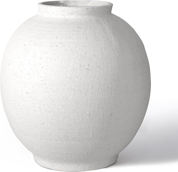 White Ceramic Large Vase - 11 Inch Round Modern Ceramic Vases,Tall Vase for Decor Living Room Table Decor and Festive Home Interiors