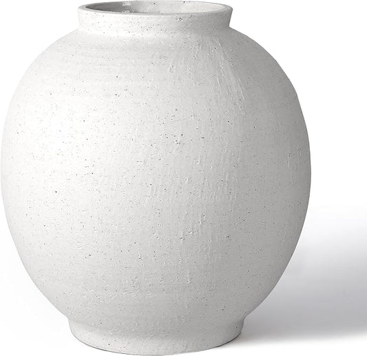 White Ceramic Large Vase - 11 Inch Round Modern Ceramic Vases,Tall Vase for Decor Living Room Table Decor and Festive Home Interiors