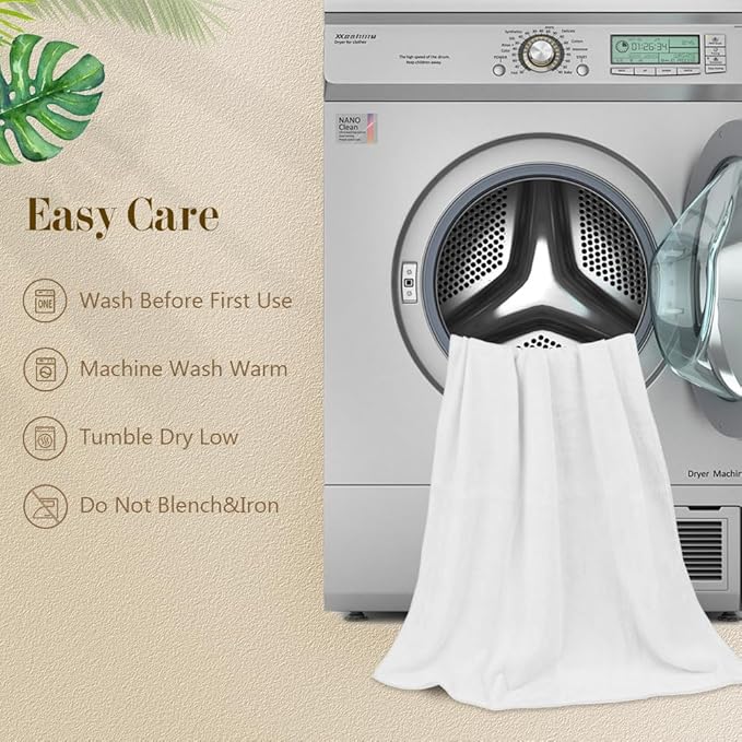 Orighty Bath Towels Pack of 2(27’’ x 54’’) - Soft Feel White Bath Towel, Highly Absorbent Bathroom Towels for Body, Quick Drying, Towel for Sport, Yoga, SPA, Fitness