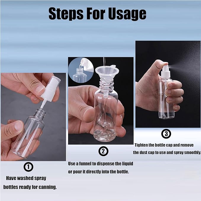 Small Spray Bottle, 4 Pack 100ml/3.5 oz Travel Clear Plastic Refillable Empty Fine Mist Spray Bottle with 24pcs Labels for Travel, Cleaning, Gardening, Skin Care