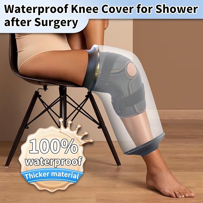 KEEFITT Knee Cast Cover for Shower, Waterproof Shower Protector for ACL Surgery, Wound, Burns Watertight Protection