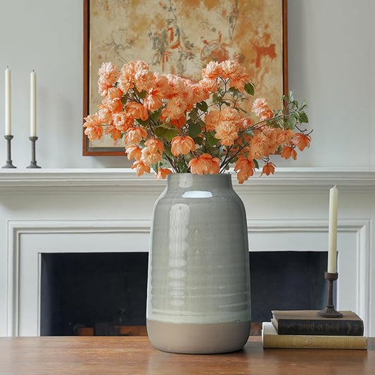 Ceramic Vase Flowers Vase Decorative Crackled Double Glaze Vase for Pampas Grass Modern Vase for Home Living Room Dining Table Farmhouse Office Decor (No Flowers)