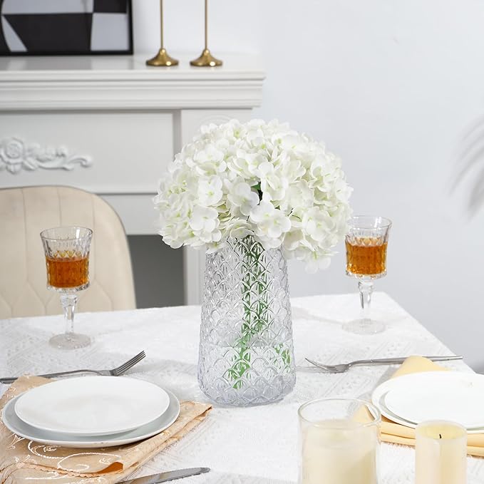 Glass Vase, Clear Flower Vase for Bouquet, Large Glass Vases for Flowers, Modern Vases for Living Room, Bedroom, Dining Table, Office, Kitchen, Wedding, 9 Inches