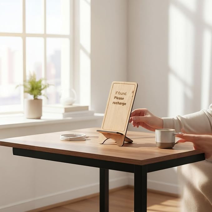 Design Your Own Phone Stand Personalized Wooden Holder Custom Pet Name Engraved Handmade Desk and Home Accessory Gift (Please Recharge)