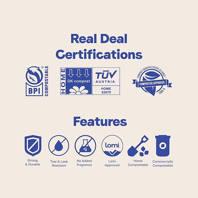 Repurpose 3 Gallon Compostable Small Bin Trash Bags, 100 Bags, BPI Certified, Leak-Proof, FDA Approved, Recyclable Packaging