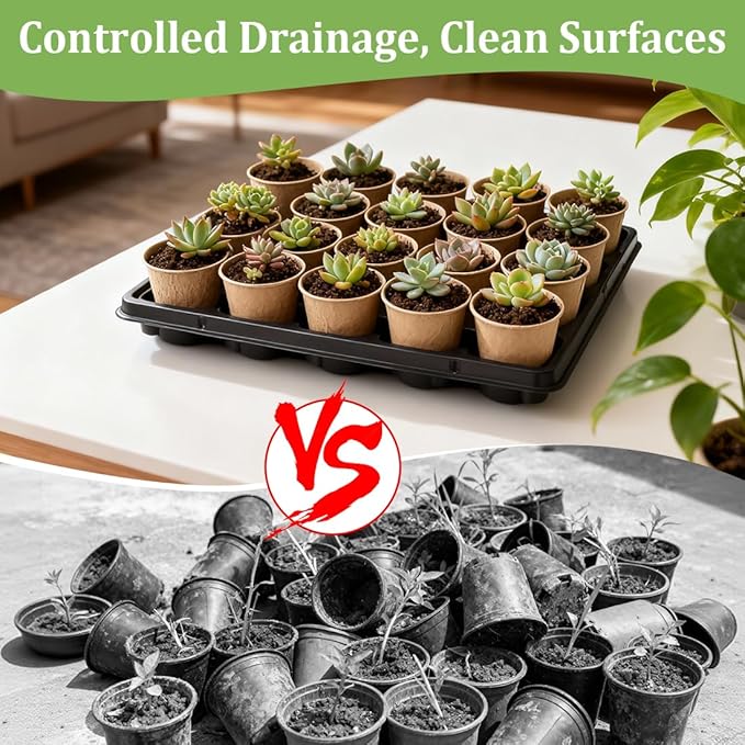 3.15 Inch Peat Pots 100 Pcs with 20 Cell Seedling Trays 5 Pcs, Biodegradable Seed Starter Pots with Drainage, Reusable Nursery Tray for Seed Starting Indoor Gardening Propagation Kit 5 Sets