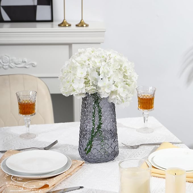 Glass Vase, Black Flower Vase for Bouquet, Large Glass Vases for Flowers, Modern Vases for Living Room, Bedroom, Dining Table, Office, Kitchen, Wedding, 9 Inches