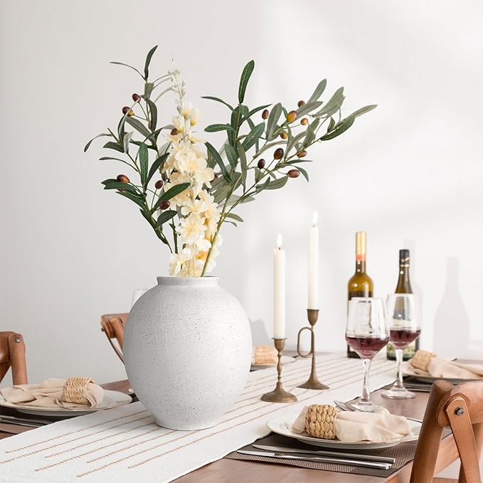 White Ceramic Large Vase - 9.84 Inch Round Modern Ceramic Vases,Tall Vase for Decor Living Room Table Decor and Festive Home Interiors