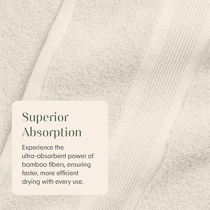 Springtree Home Luxury Viscose from Bamboo Bath Towel Set 6 Piece Set | 35% Viscose from Bamboo - 65% Cotton | Absorbent Quick-Dry Towels for Bathroom | Oeko-TEX Standard 100 Cotton | Sand