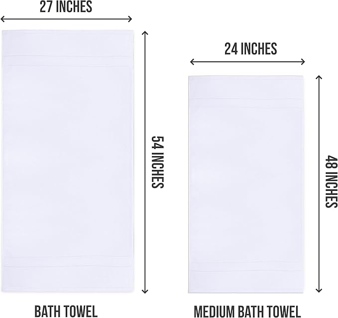 Utopia Towels 6 Pack Bath Towel Set (27 x 54 Inches), 500 GSM 100% Ring Spun Cotton Medium Lightweight and Highly Absorbent Quick Drying, Premium Towels for Hotel, Spa and Bathroom (White)