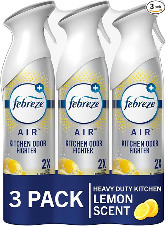 Febreze Air Mist Air Freshener Spray, Odor-Fighting Room Spray, Air Fresheners for Home and Bathroom and Kitchen, Aerosol Can, Kitchen Odor Fighter Scent, 8.8oz, 3 Count