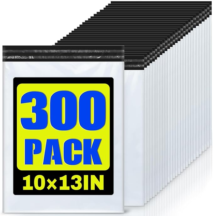Poly Mailers Shipping Bags 10x13 inch 300 Pack Packaging Clothes Polymailers Envelopes Mailing Mailer Package Polymailer Small Business Supplies Package Clothing Bag Polybag Packing White