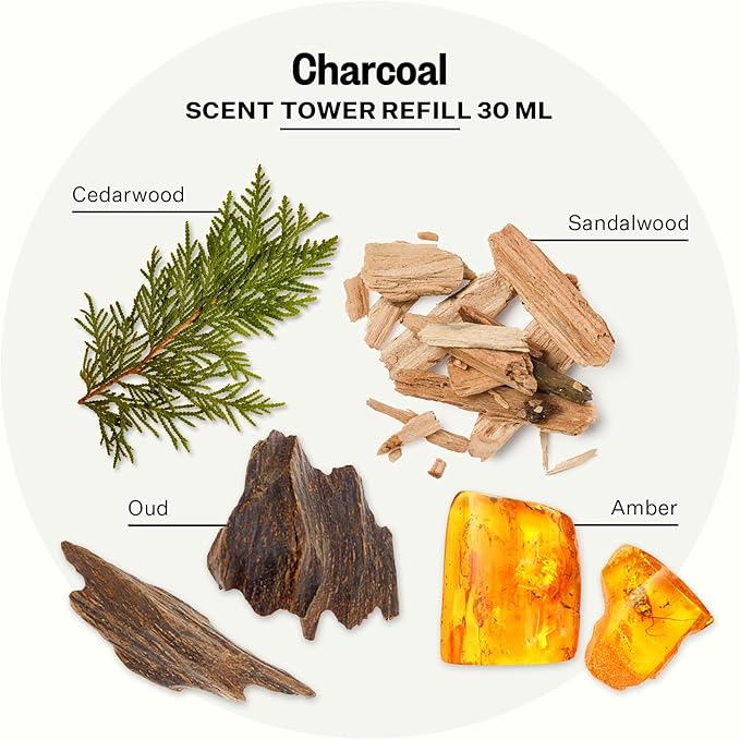 Apotheke Scent Tower Aromatherapy Diffuser & Charcoal Essential Oil Diffuser Refill Bundle